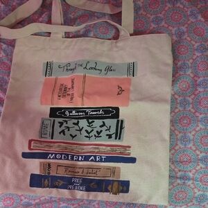 Kate Spade Literary Canvas Tote Bag - Cream and Multicolor